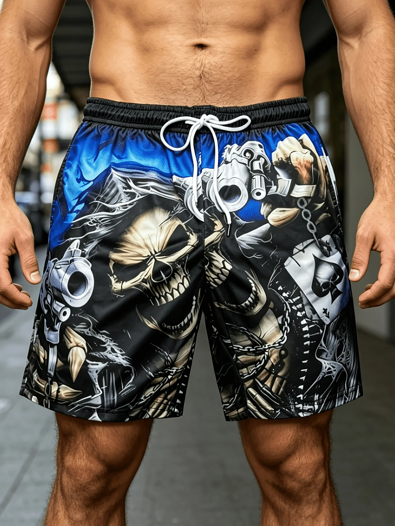 2026 New Hot Selling 3D Printed Fashion Skull Pattern Leisure Quick drying Shorts Holiday Fashion Shorts Street Men's Clothing
