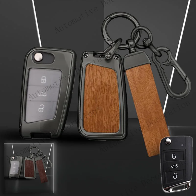 Z+ Zinc Alloy TPU Leather Car Key Fob Case Cover For VW Golf 7 MK7 For Skoda Tiguan