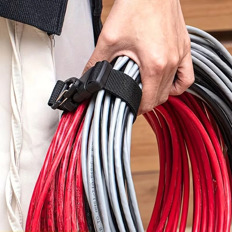 Triangular Buckle Binding Belt Wire Manager Power Cord Manage Nylon Heavy Cord Storage Adjustable Luggage Strap for Cable Hoses