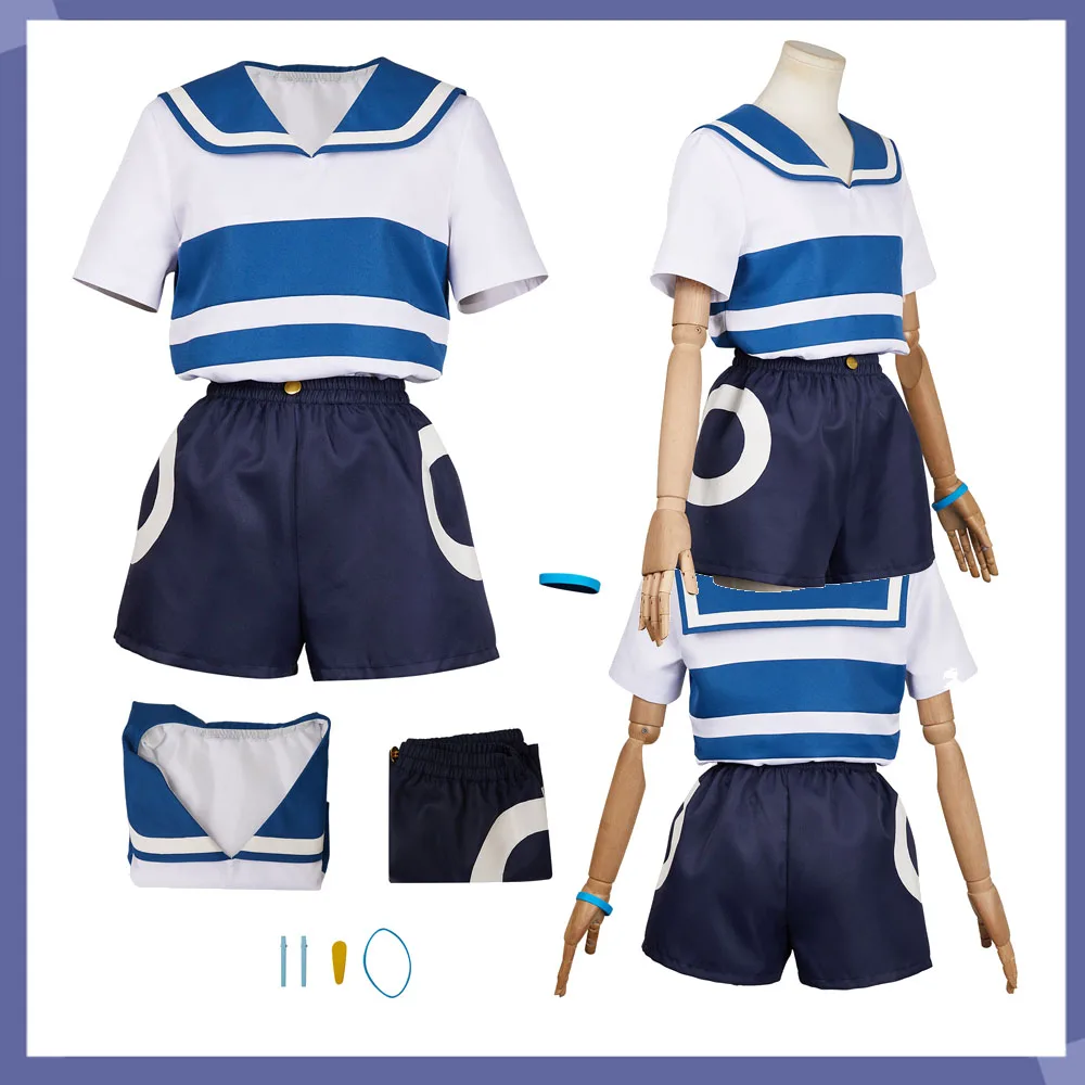 Nami Navy Cosplay Shirt Shorts Women Beach Clothing Costume Halloween Carnival Party Disguise Anime Yellow Bag Suit Outfits