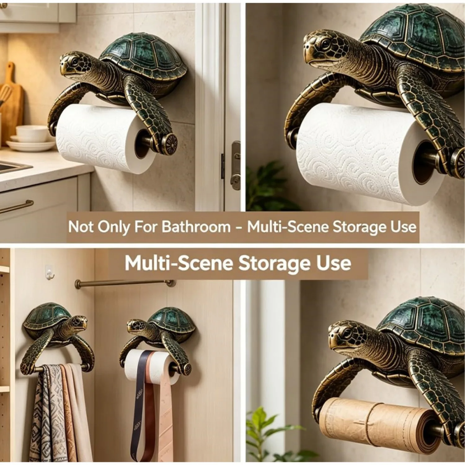 Ocean Guardians Toilet Paper Holder Series Cute Sea Turtle Wall Mount Resin Nautical Bathroom Decoration with Fun Marine Style view 3