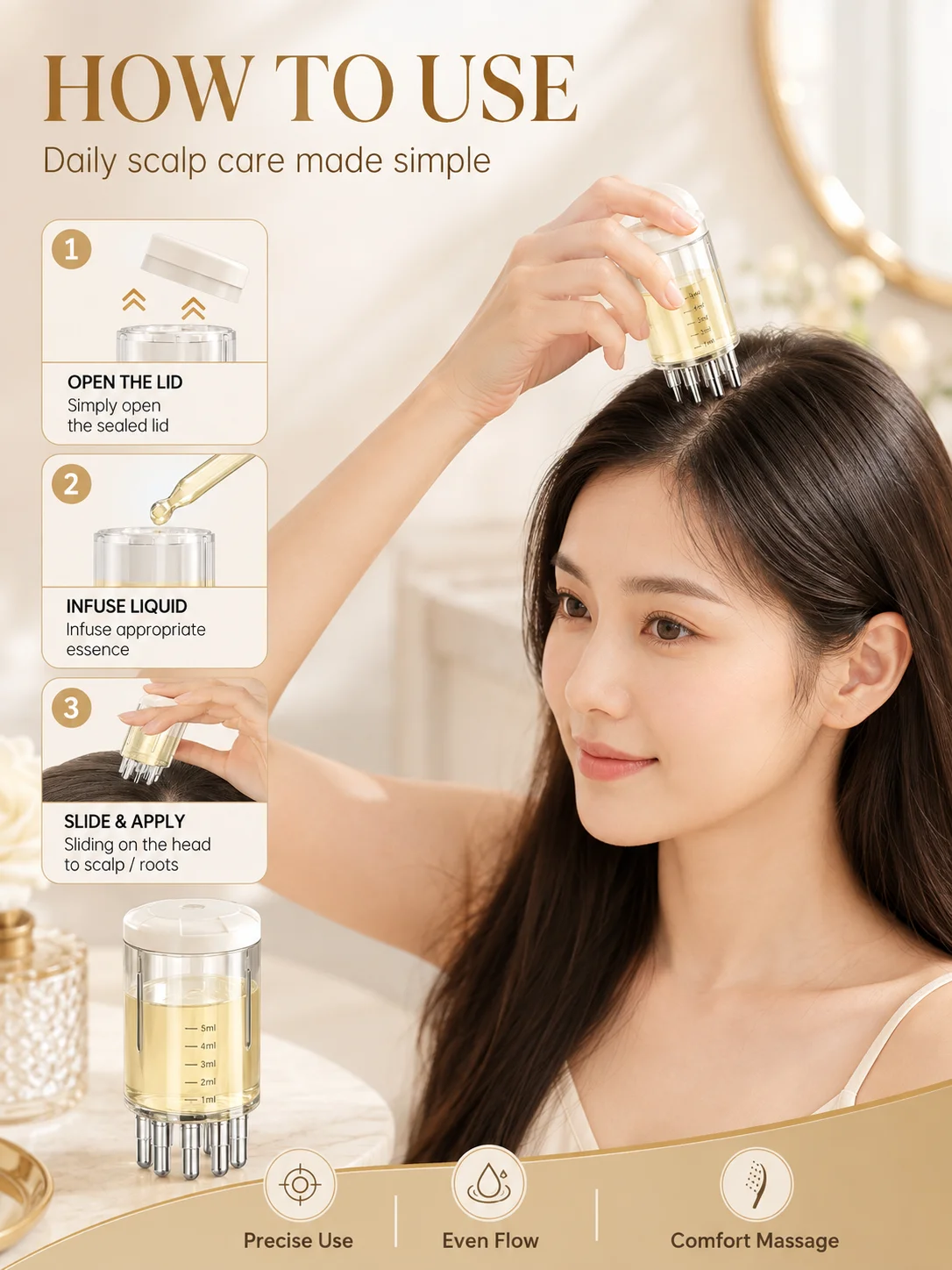 Fed up With Messy Hands When Using Hair Serum? Gen-2 Scalp Applicator Comb, Clean Application, Free Shipping