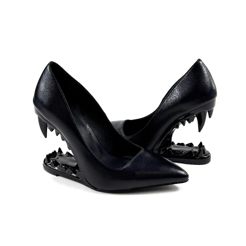 2026 New Y2K Punk Gothic Dark Pumps, Personalized Fangs‑Shaped Special Heel Pointed Toe, Spicy Girl Daily Women High Heels