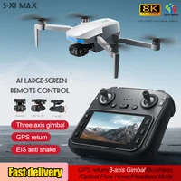 S-X1 Dron GPS de alta gama, cámara profesional 8K con pantalla, transmisión de imagen Digital de 10KM, cardán de 3 ejes, cuadricóptero RC sin escobillas