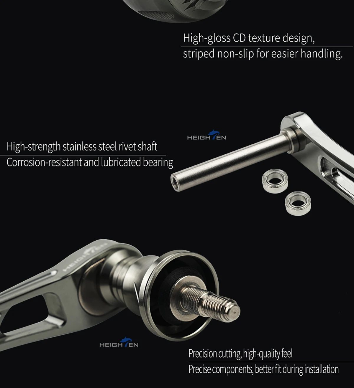 HEIGHTEN Spinnrolle mit Einzelgriff 55mm Austauschbar auf 60mm mit Knopf – Ersatzteile für Spinnrollen zum Bassangeln – Detail 7