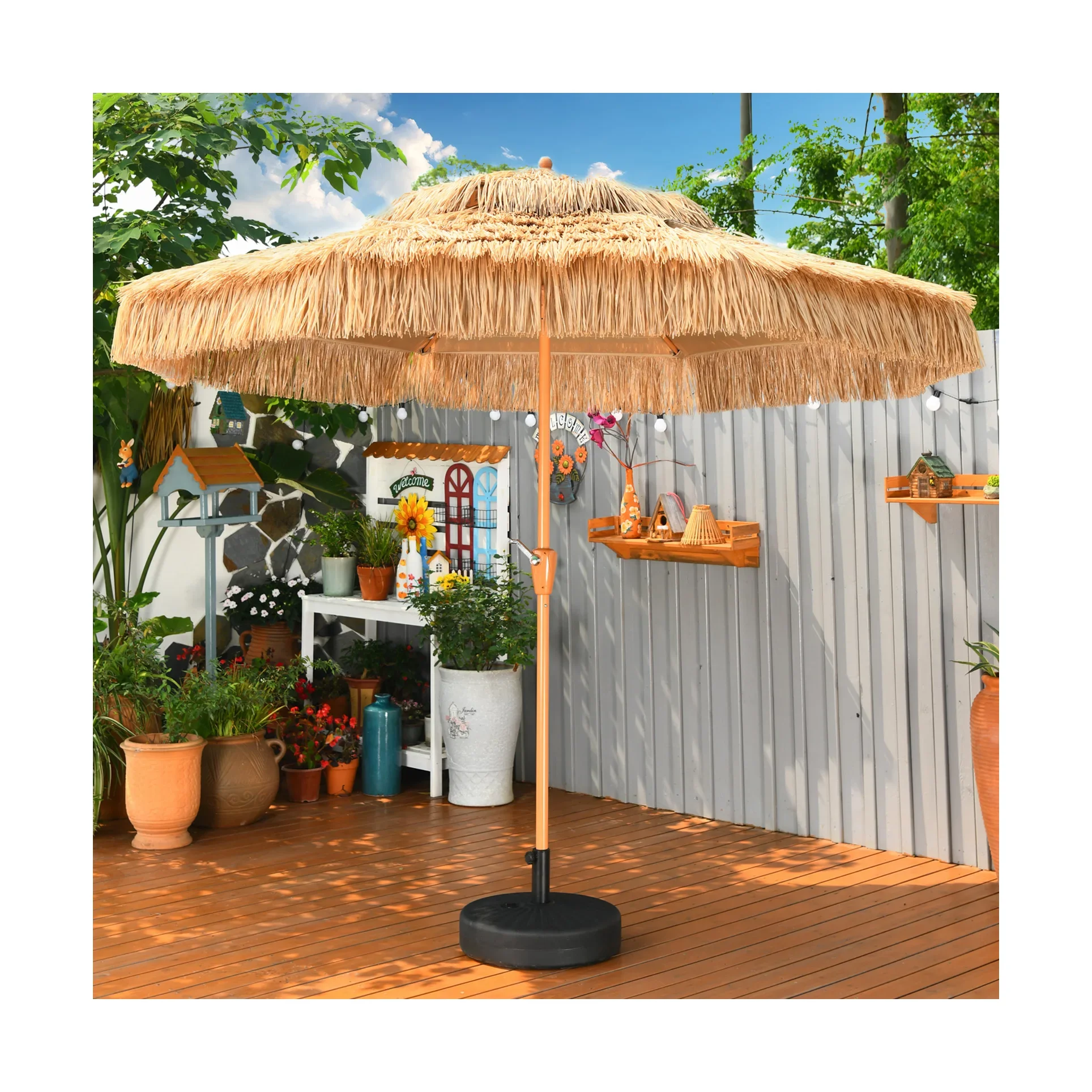 Waterproof Thatch Beach Umbrella Straw Grass Garden Resort Hotel Umbrella For Outdoor Create Amosphere