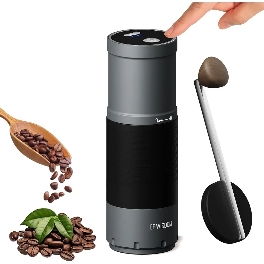 

Portable Electric Coffee Grinder with Conical Burrs - Dual Mode Manual and Electric Operation, Adjustable Grind Settings