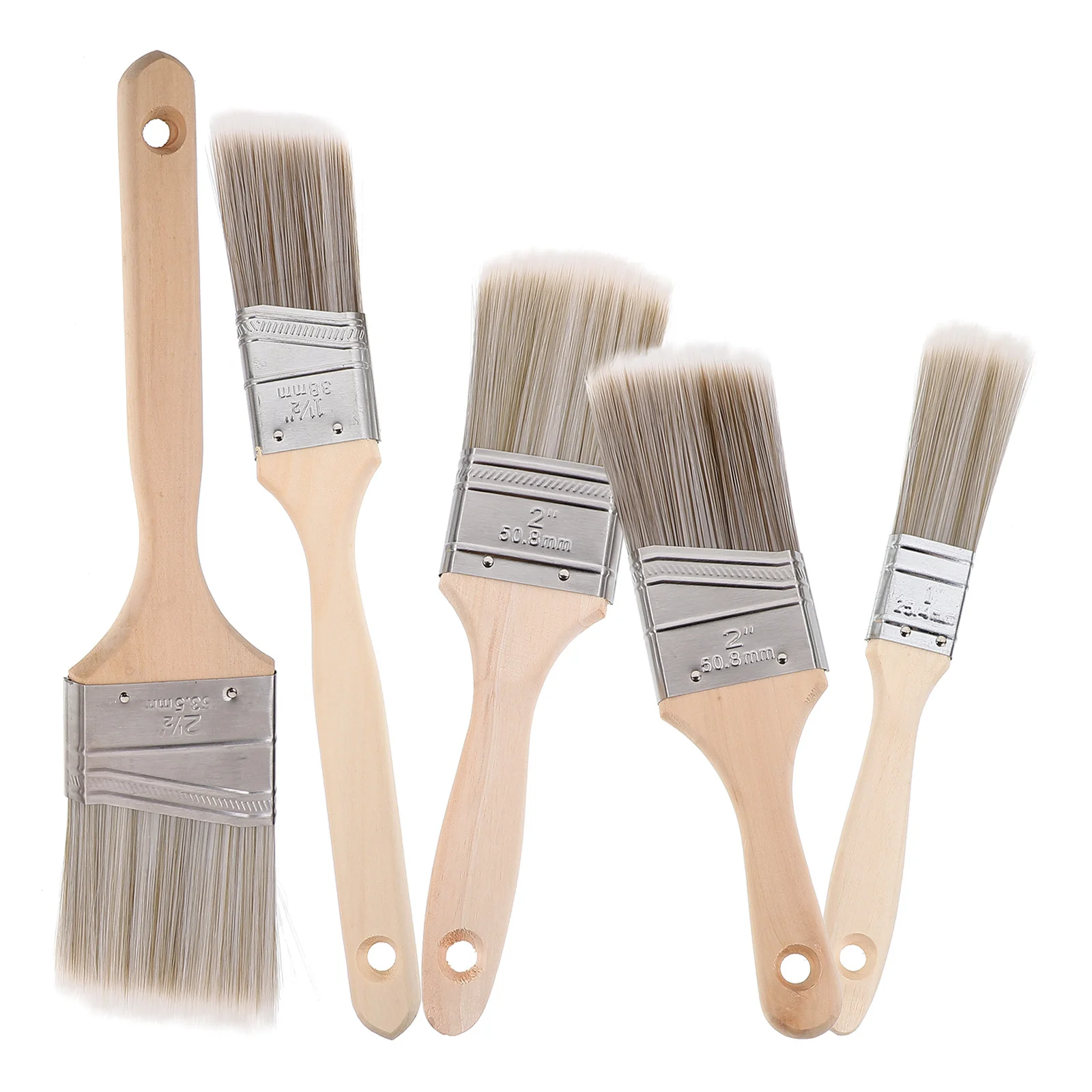 

5Pcs Wooden Handle Paint Brushes Multiuse Wall Art Brushes Durable Bristles Easy Clean Paint Brush with Wood Handle