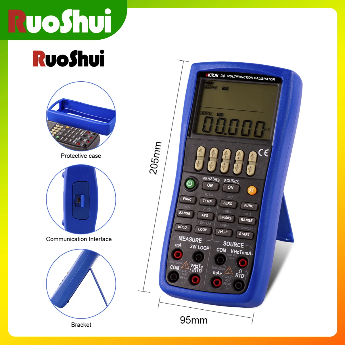 VICTOR 24 Handheld Multifunction Process Calibrator 0.02% Accuracy Measurement Source Temperature Monitoring Function Calibrator