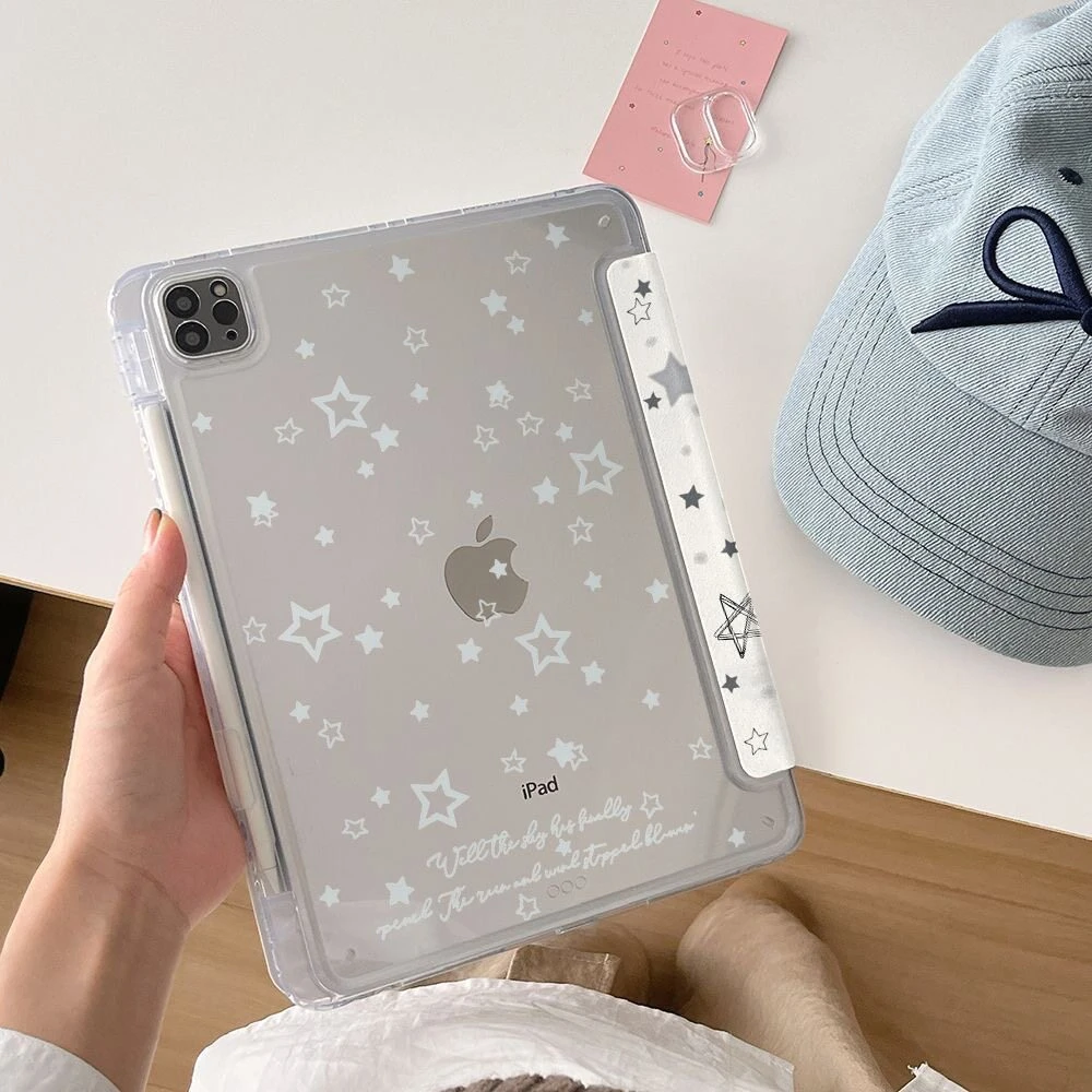 Ins Gradient Light Ink Stars Y2K Y-Fold Cover For iPad Pro 13 11th M5 M4 12.9 A16 10 8 7 9th 10th Air 11 M2 M3 Mini Tablet Case