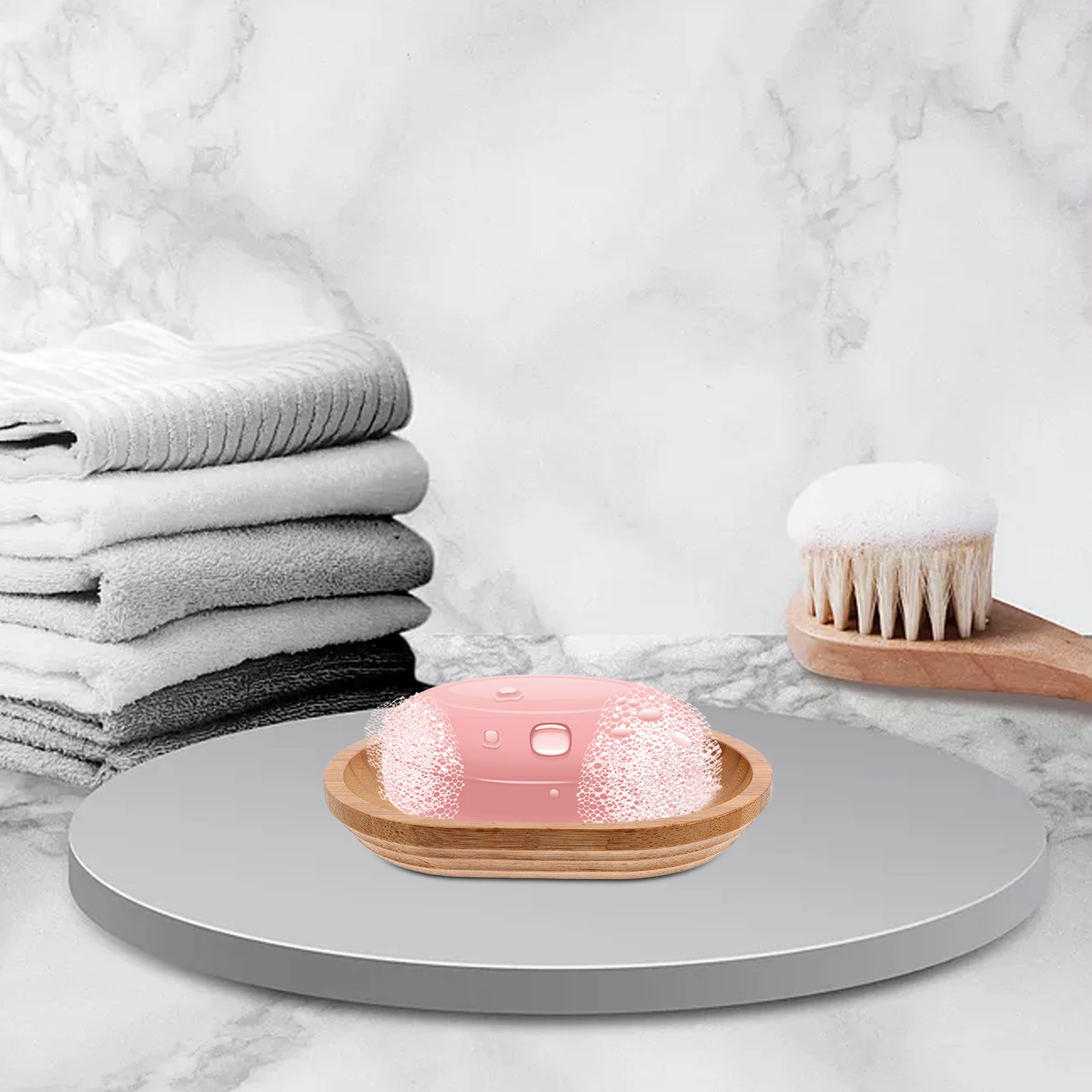 

1pc Bamboo Soap Dish Elegant Sleek Versatile Drainage Bar Of Soap Holder Shower Tea Coasters Holder