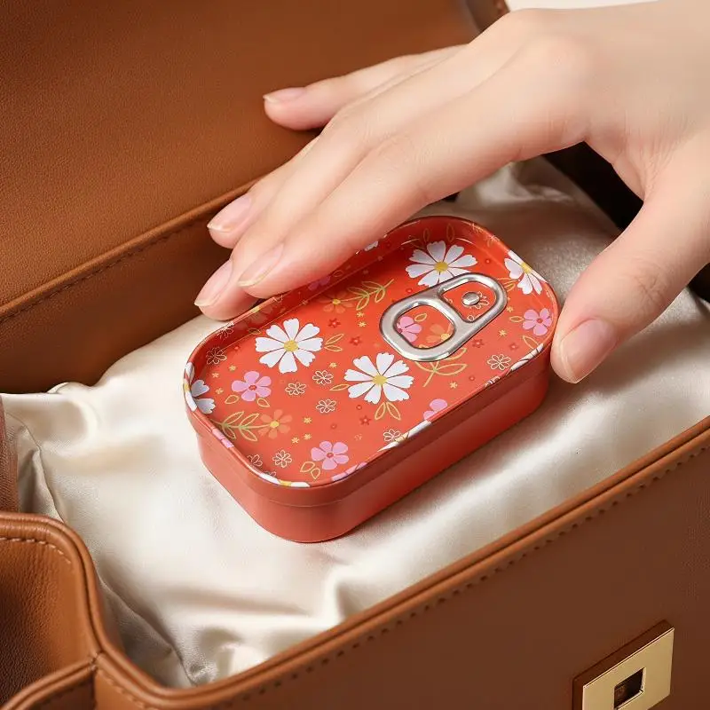 1Pcs Flower Small Drink Can Design Tinplate Box Empty Storage Case For Candy Coin Pill U Disk Stationery Organizer