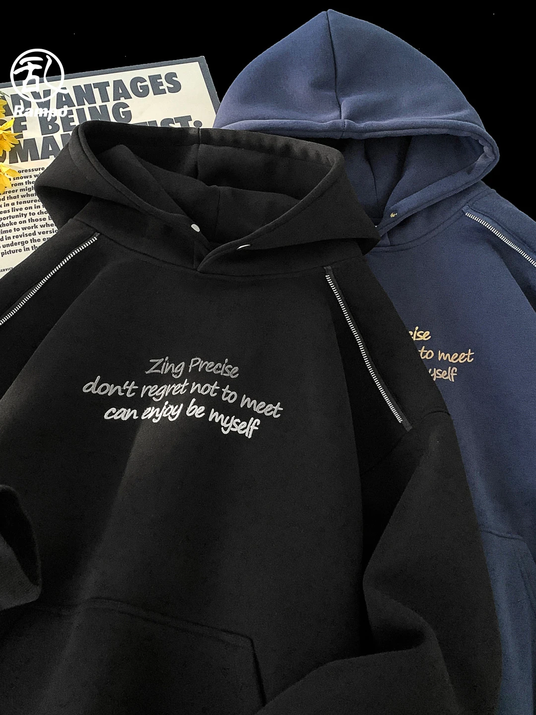 

American Sle Heavyweight Embroidered Hoodie Jaet Men Women Winter Trendy High Street Cleanfit Couple Outerwear