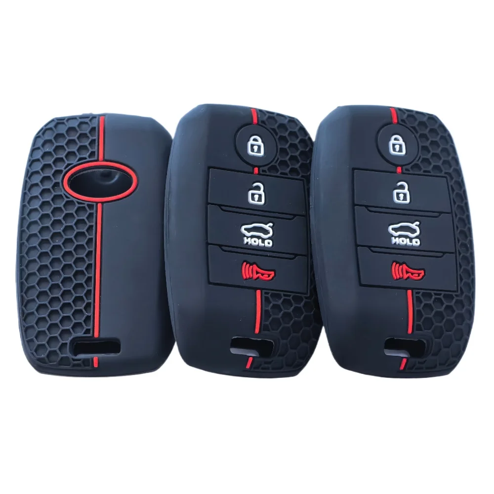 Funda de silicona para llave remota de coche, 4 botones, para KIA Rio5 Sportage Ceed Cerato K3 KX3 K4 K5 Sorento Optima Picanto Grand