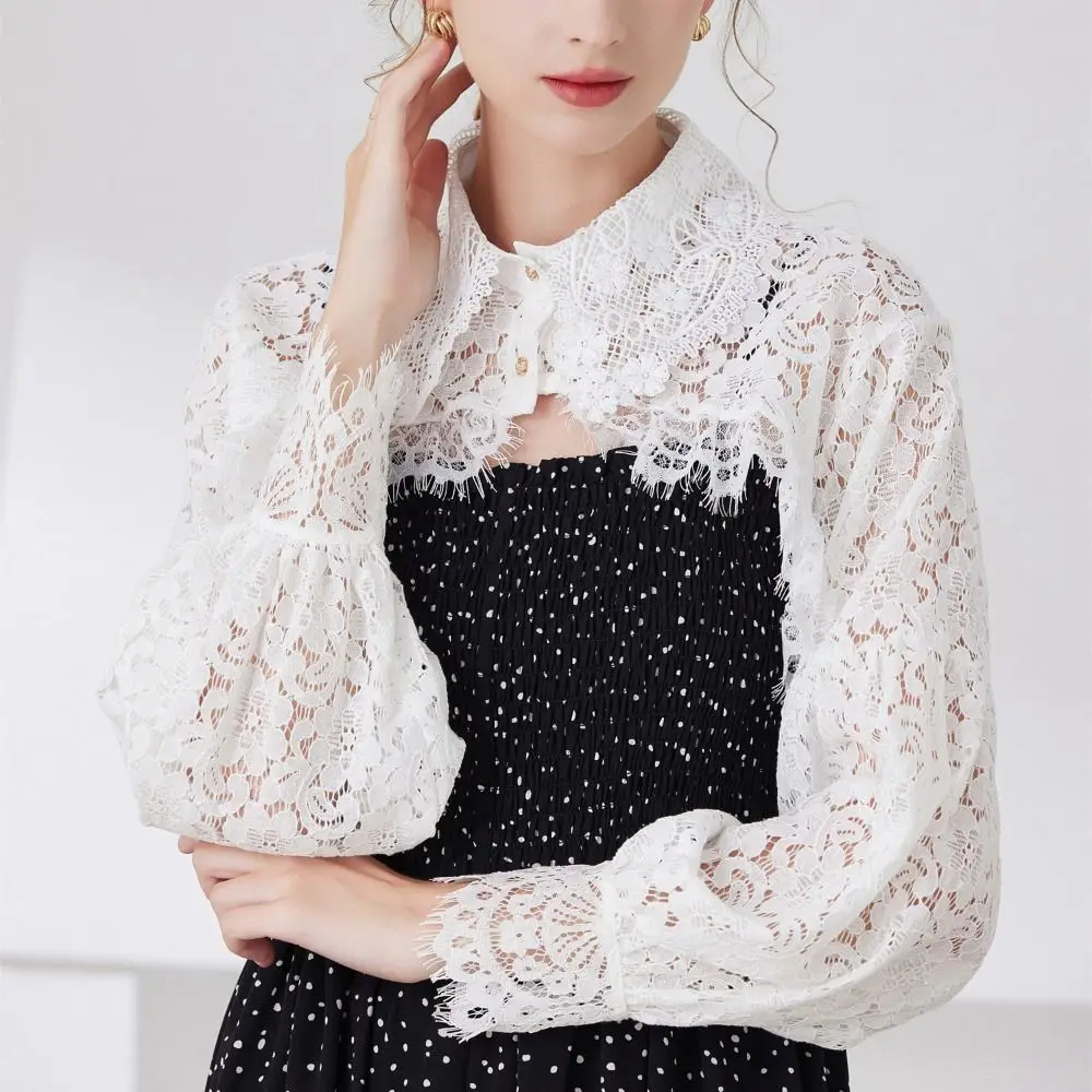 

Beautiful Lace Sunscreen Shawl Chiffon Floral False Collar Clothes Accessories Women