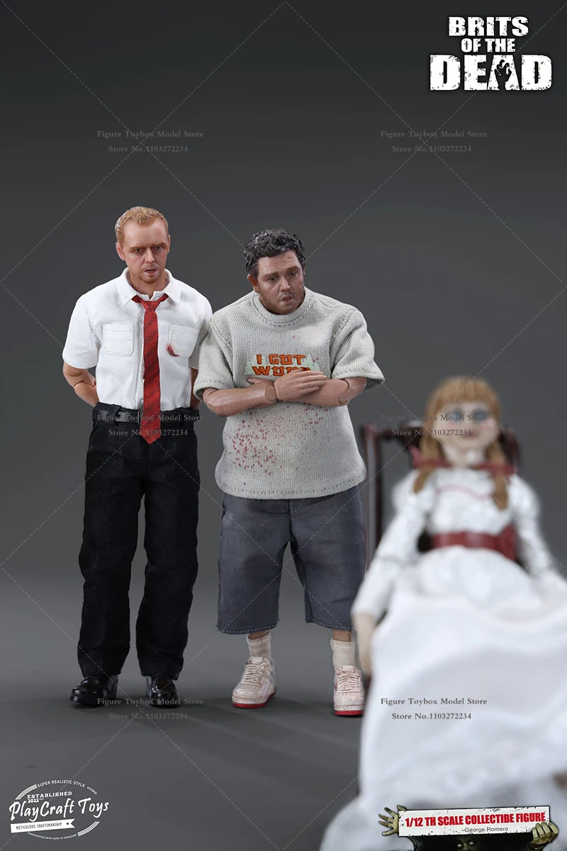 Jogar brinquedos artesanais pc003 figuras de ação dupla versão 1/12 shaun a gordura do zumbi masculino brits of the dead mini estatueta de 6"