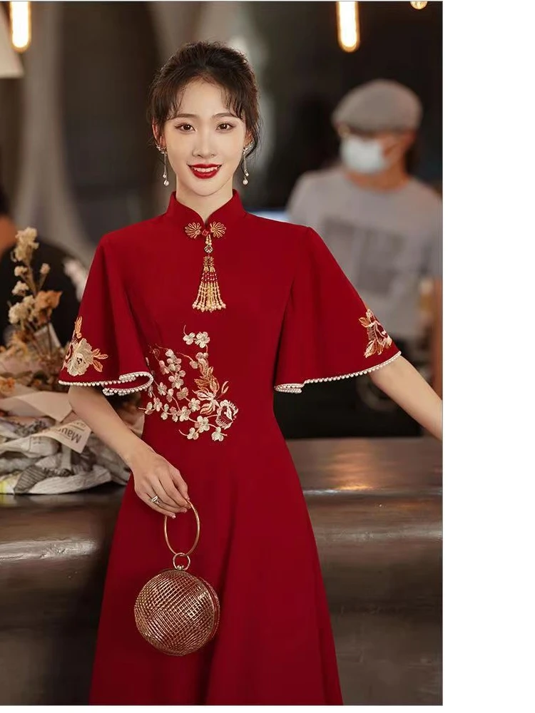 

Materni Red Chinese Wedding Dr High Waist Belly Covering New Bride Gongfu Suit High Class Women's Special Dr