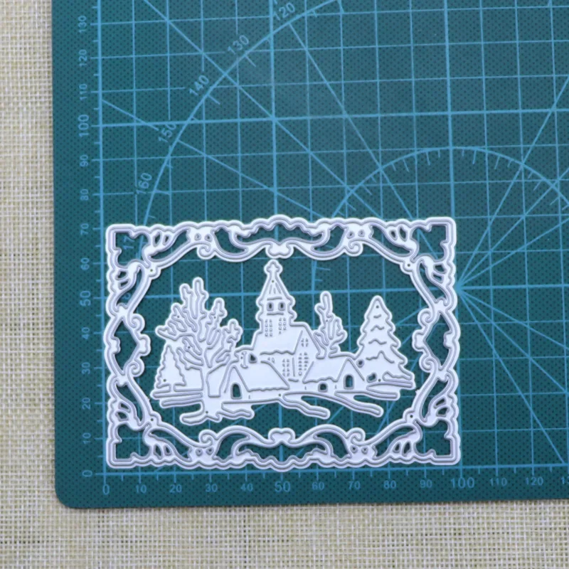 Castle Frame Lace Rectangle Metal Cutting Dies DIY Scrapbooking Photo Album Decorative Embossing Stencil Paper Card Crafts