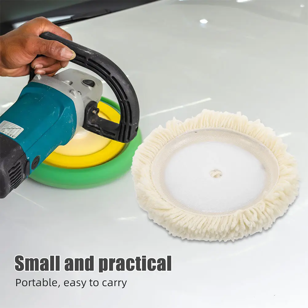 2Pcs Wool Polishing Pad Single Sided Soft Delicate Wool Buffing Wheel Compatible with Drill Polisher Car Polishing Disc Wax