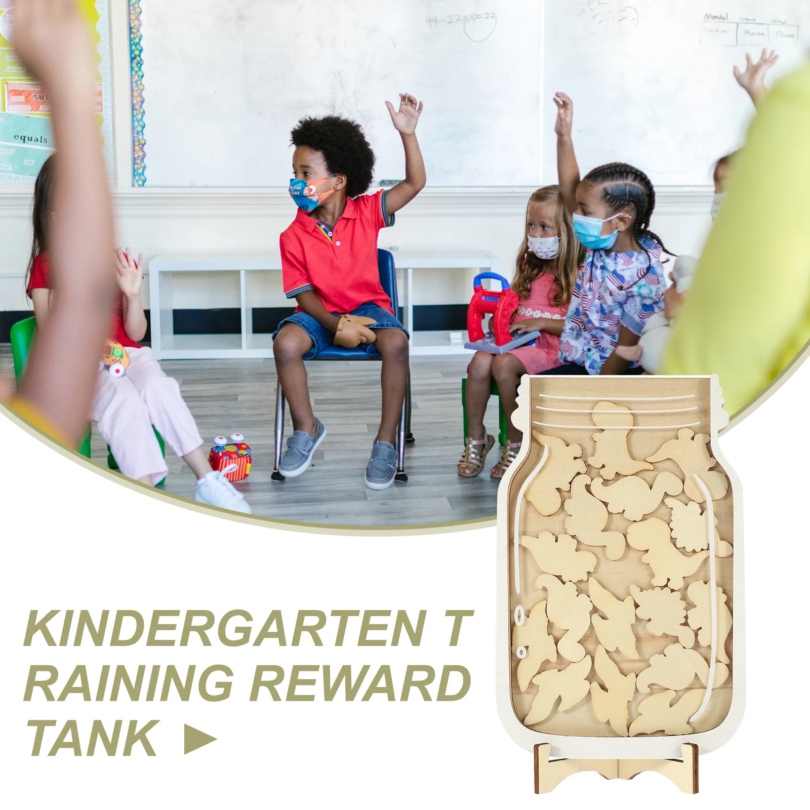 

1 set 1 Set Wooden Reward Jar For Kids Adorable Animal Design Storage Organizer Classroom Decoration Potty Training Prize