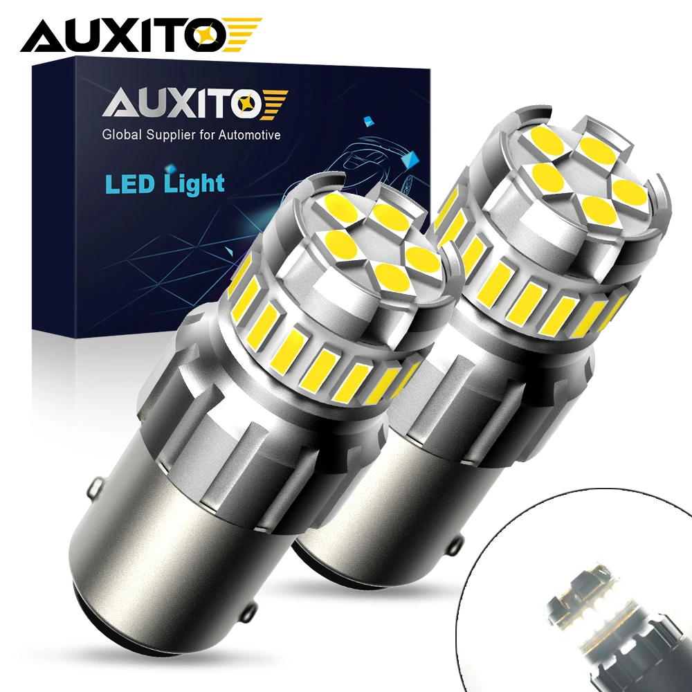 AUXITO 2 uds 1156 P21W BA15S bombillas LED de marcha atrás DRL 1200LM 6500K blanco amarillo ámbar rojo para parada trasera de coche lámpara trasera freno de respaldo