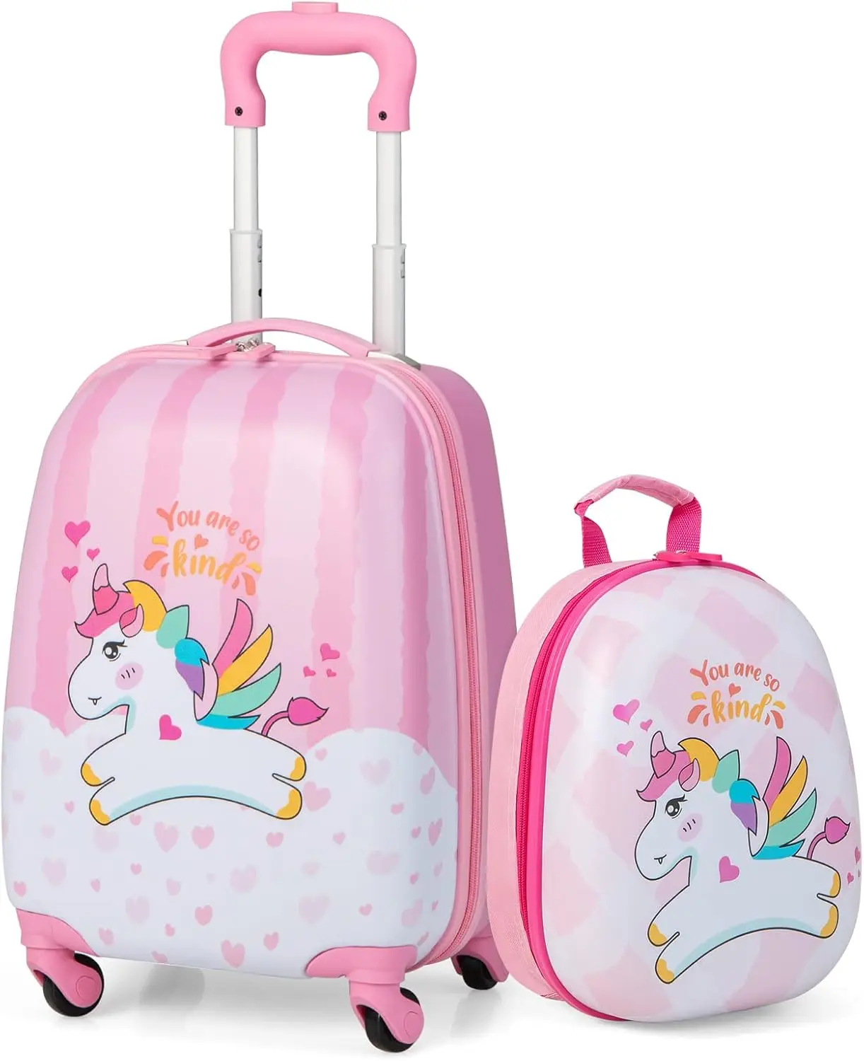 

12" & 16" Kids Carry On Luggage Set with 4 Spinner Wheels, Lightweight Rolling Spinner Suitcase for Children Toddlers