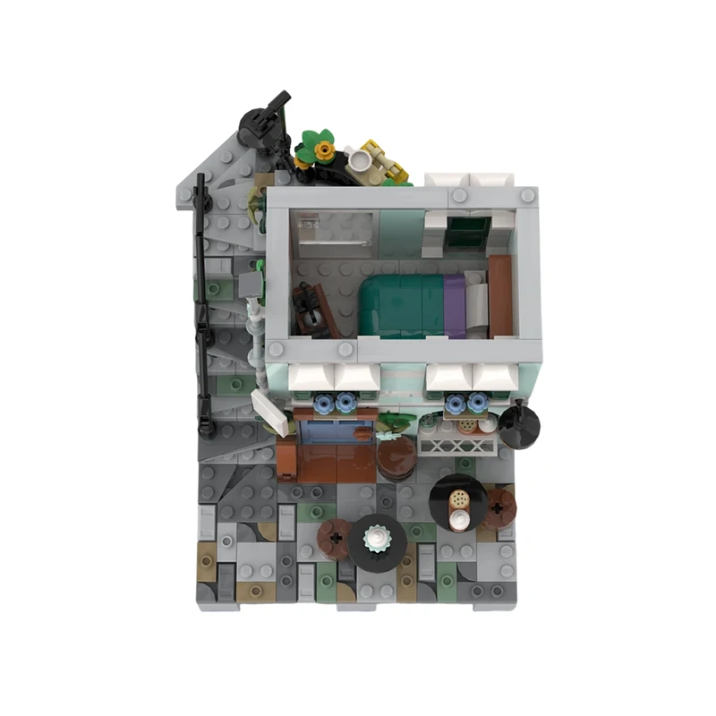 630PCS MOC-238547 작은 베이커리 거리 풍경 도시 건축 모델 블록 브릭 데스크탑 장식 창의적인 장난감 선물