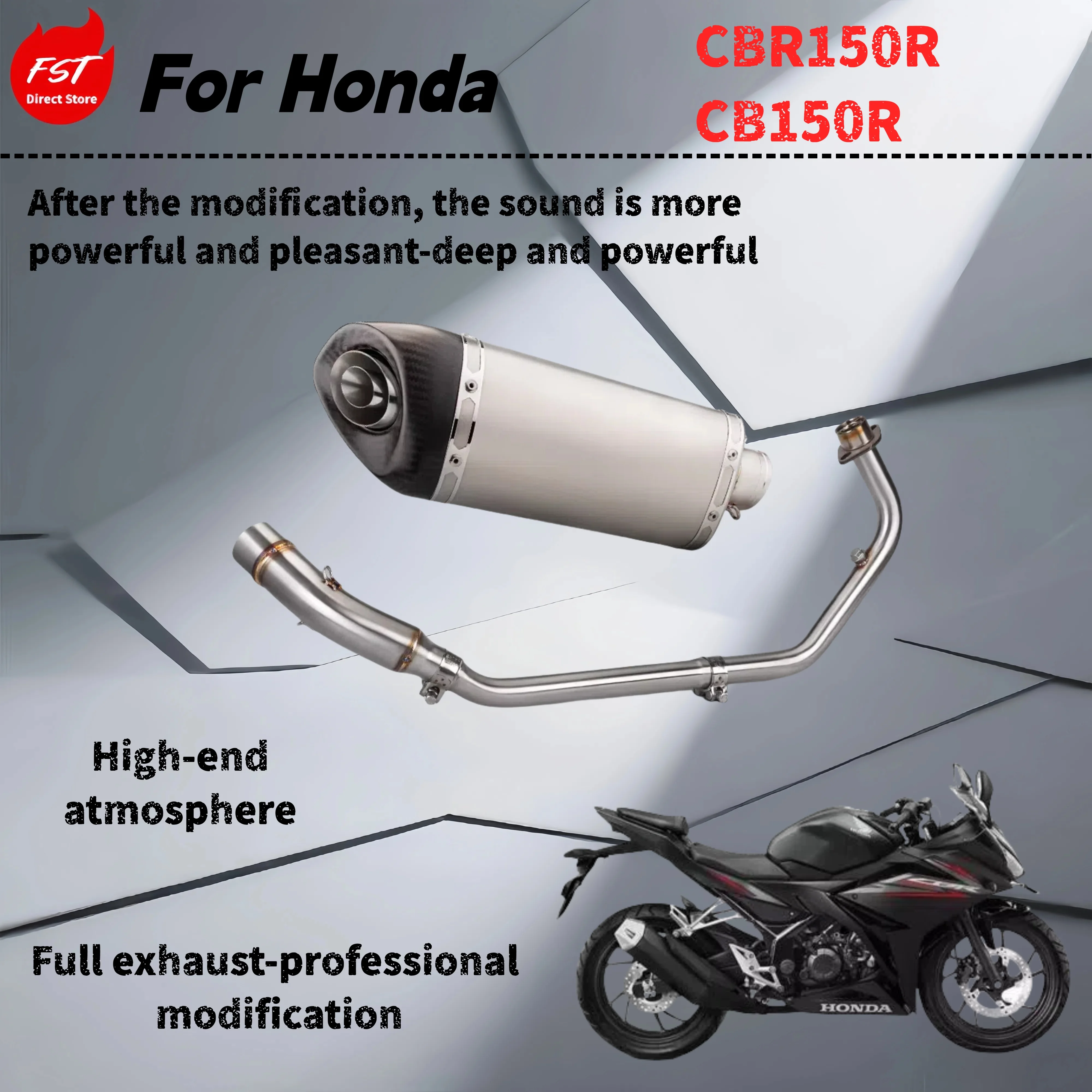 

For Honda CBR150R/CB150R-Modified full exhaust pipe-the sound is deep, rich and powerful