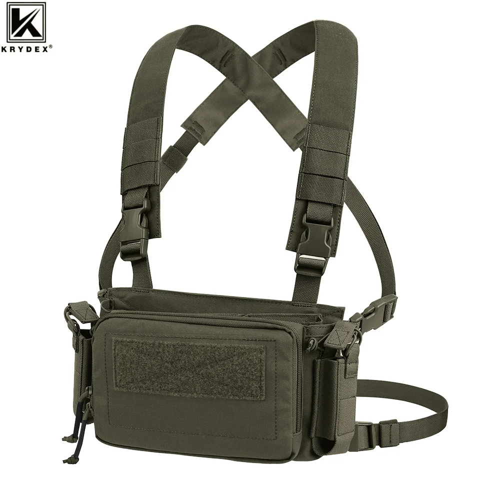 KRYDEX D3CR Tactical Chest Rig 5.56 7.62 Rifle Pistol Mag Pouch Outdoor Airsoft Hunting Micro D3CRM Chest Rig Vest Ranger Green