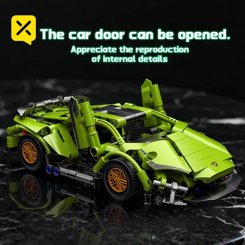 Voiture de sport technique 321 pièces, ensemble de blocs de construction verts à entraînement roulant, Kit de voiture de course à échelle pour enfants et adultes, véhicule de course, jouets cadeaux