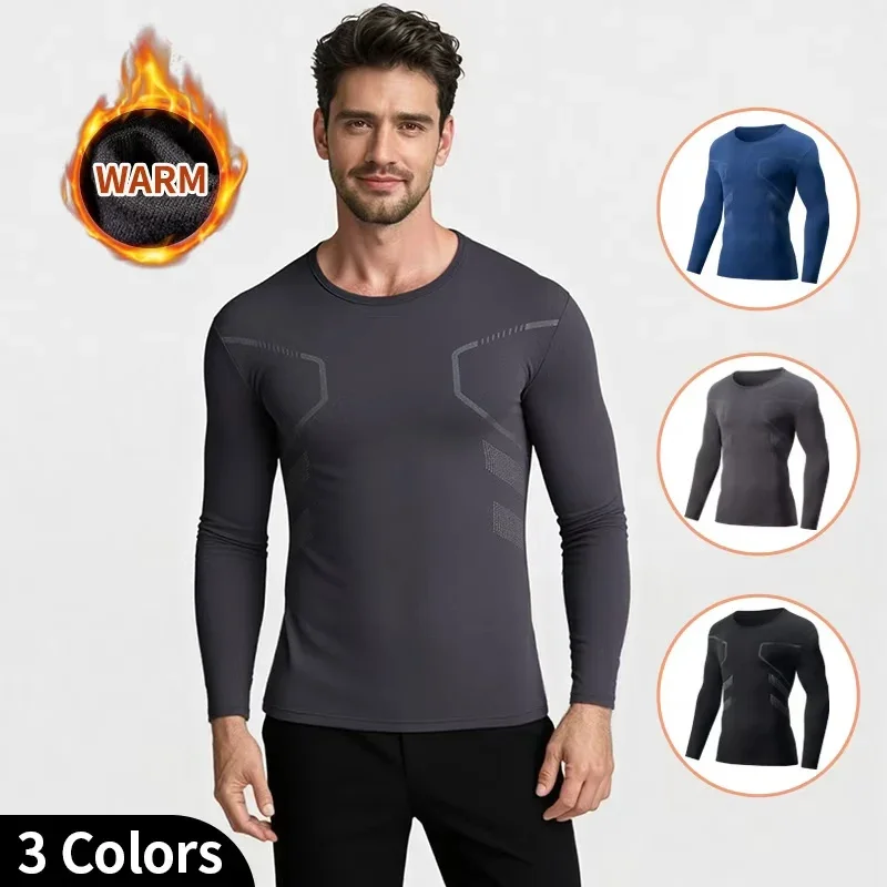 

1/3 шт., осенне-зимняя мужская модная теплая футболка с принтом, удобная и повседневная футболка больших размеров для занятий спортом и фитнесом с длинными рукавами