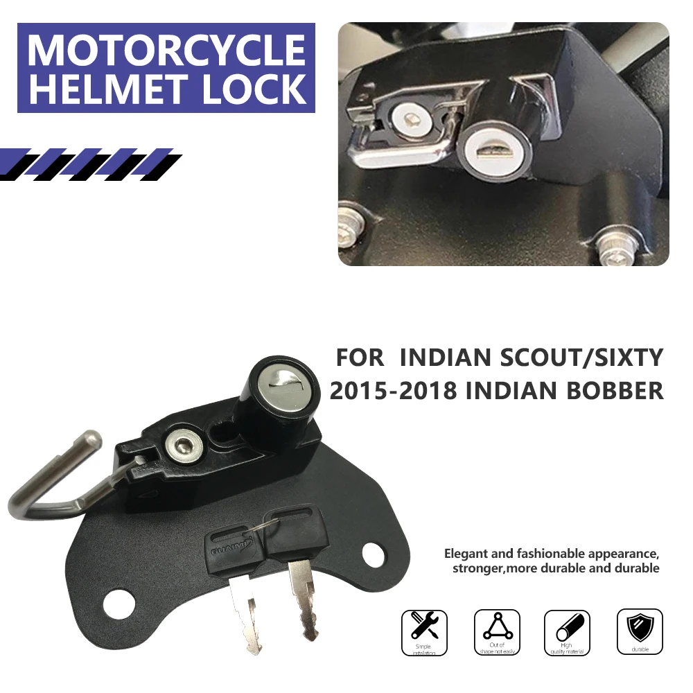 

For Indian Scout/Sixty Bobber Motorcycle Anti Theft Security Safety Lock Side Frame Mount Hook Protection With 2 Keys 2015-2018