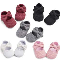 Zapatillas de deporte con lazo y gancho para niñas, zapatos de cuna para bebés de 0 a 12 meses, de punto, suela suave, para primeros pasos