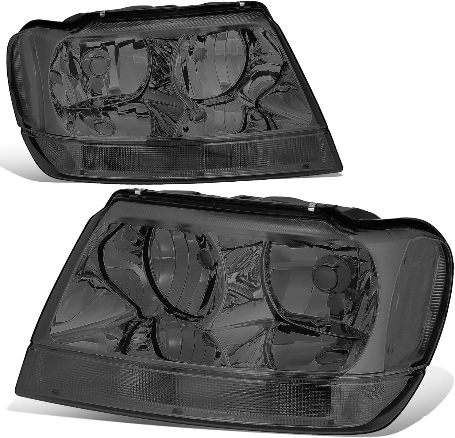

Headlights Assembly Compatible with 1999-2004 Jeep Grand Cherokee WJ, Driver and Passenger Side Halogen Headlamps Replacement, C