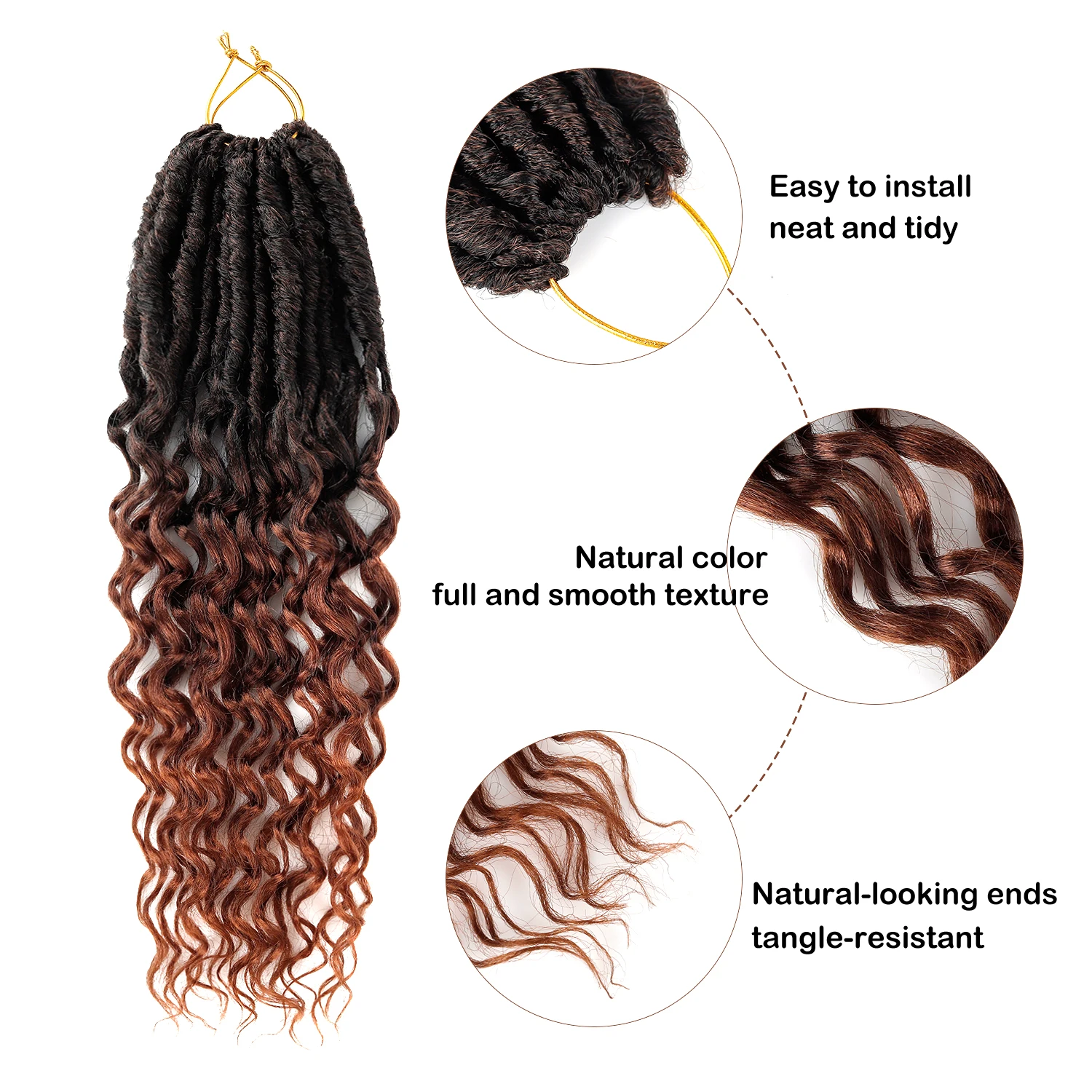 Jeedou 18 Inch Soft Locs Crochet Hair Curly Goddess Locs Braiding Hair Extensions Synthetic Bohemian Style Black Red for Women 3