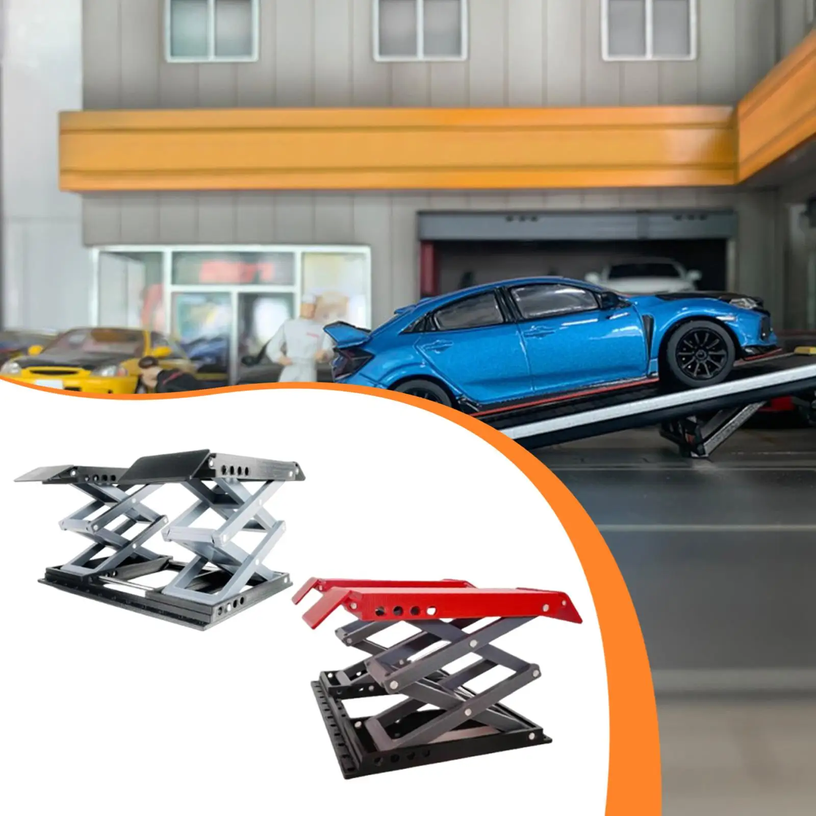 1/18 Scale Car Lifter Model Realistic 3 Adjustable Heights, Layout Prop, Miniature Scene Accessories Miniature Landscape Decor