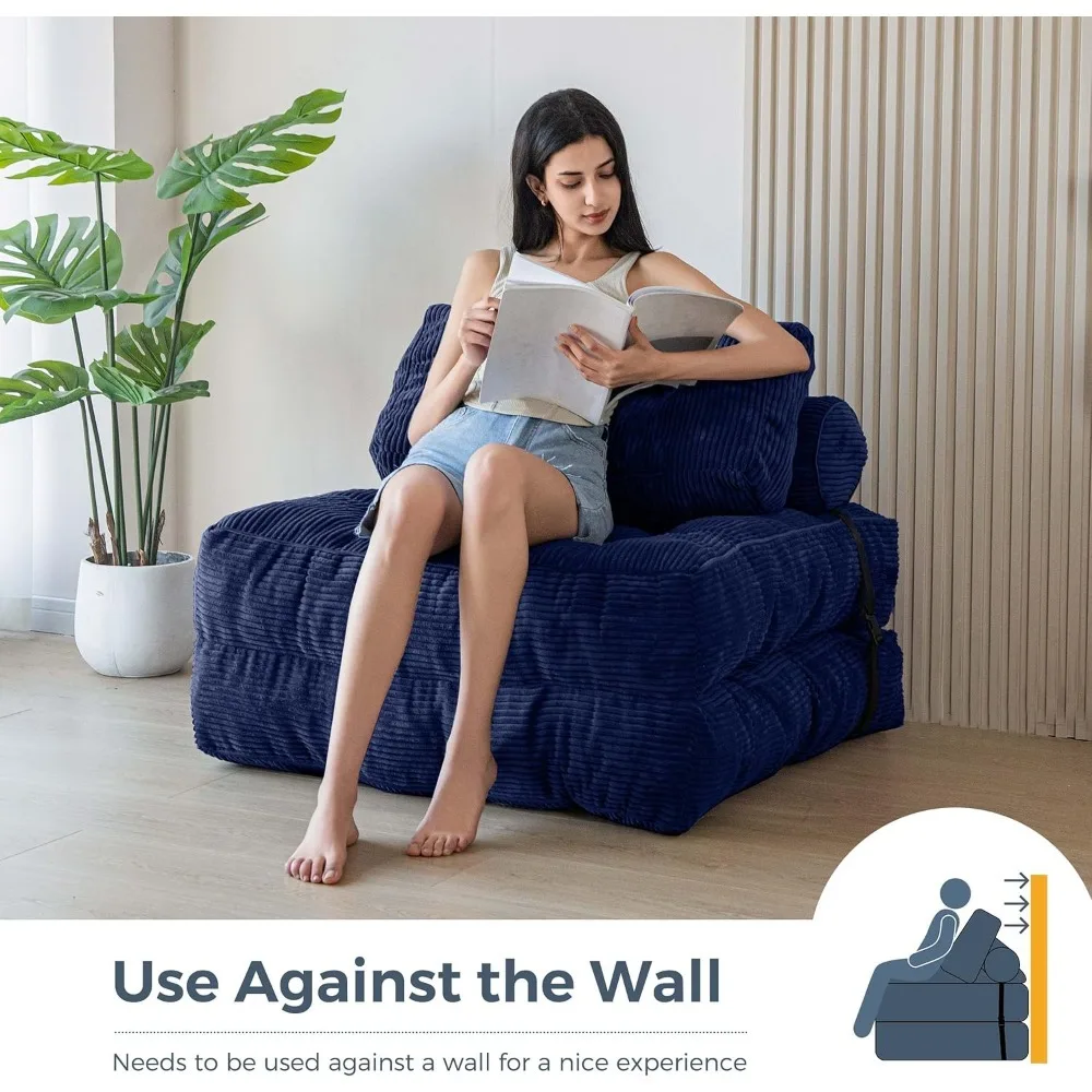

convertible sleeper chair with pillow foldable matress with back support, portable fold out chair bed comfy f