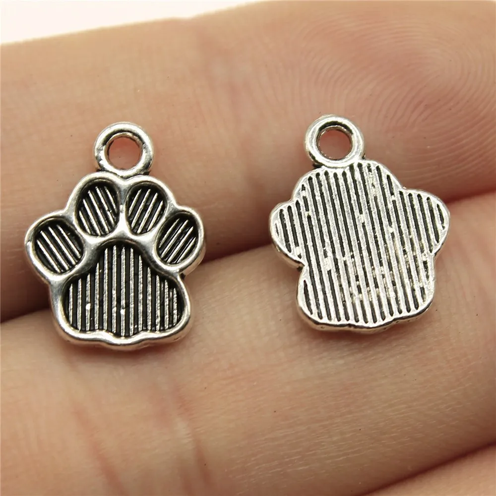 20pcs Charms Dog Paw Tibetan Bronze Silver Color Pendants Antique Jewelry Making DIY Handmade Craft