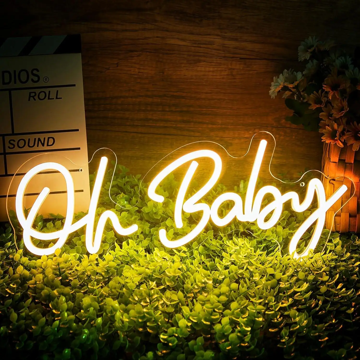 

Oh Baby Neon Sign USB Powered LED Dimmable Neon Lights for Boy and Girl Baby Shower Backdrop Wall Decorations Night Light Gift
