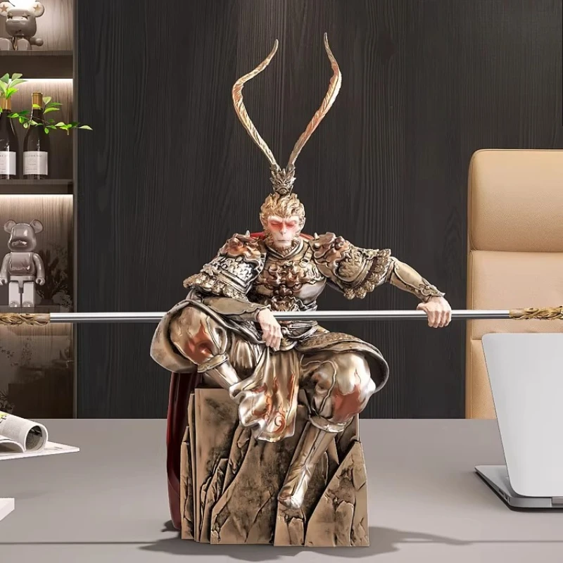 Sun Wukong Statue, Chinese Mythical ‘Monkey King’ Sculpture,Zen Home Decor & Living Room Centerpiece, Buddhist Inspired Figurine