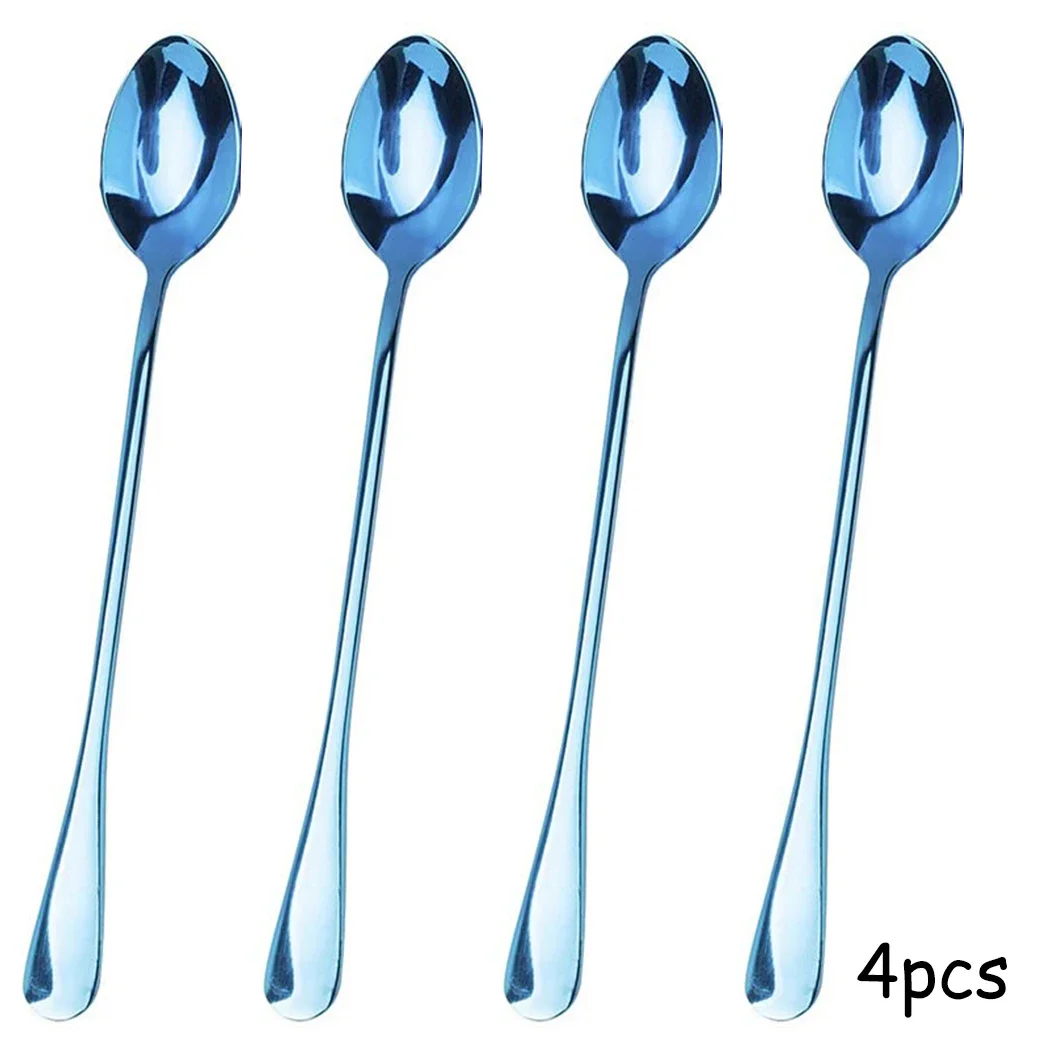 Practiacl Spoons Tool Coffee Drinks Party Rainbow Spoons Stainless Steel 4 Pcs/Set Accessories Birthday Iridescent