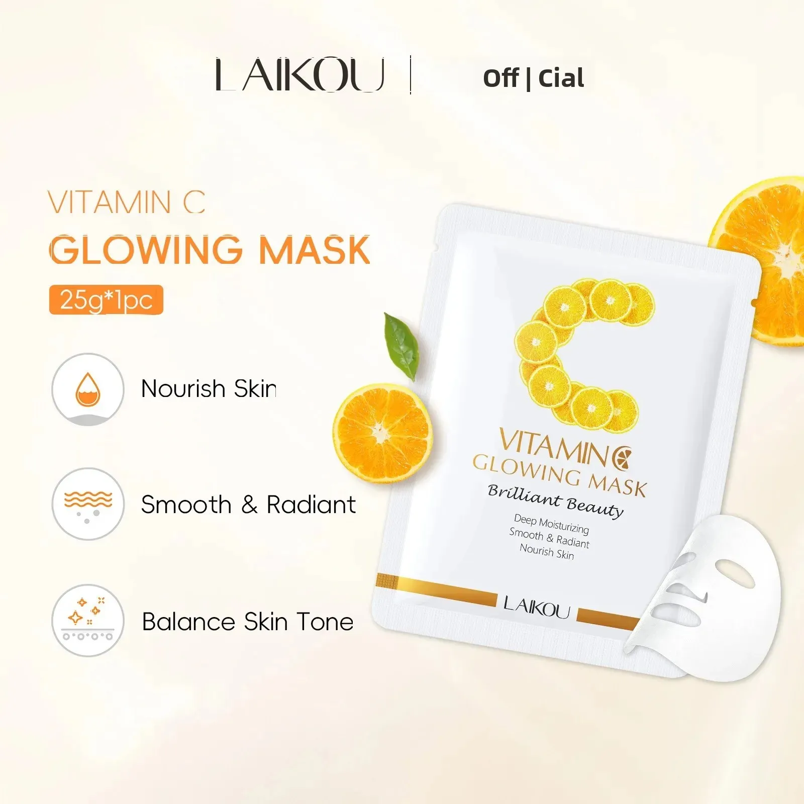 5/6/10 PCS LAlKOU Vitamin C Brightening Glowing Mask Set 6 Pack Skin Care Essentials for Radiant Complexion Beauty Treatments