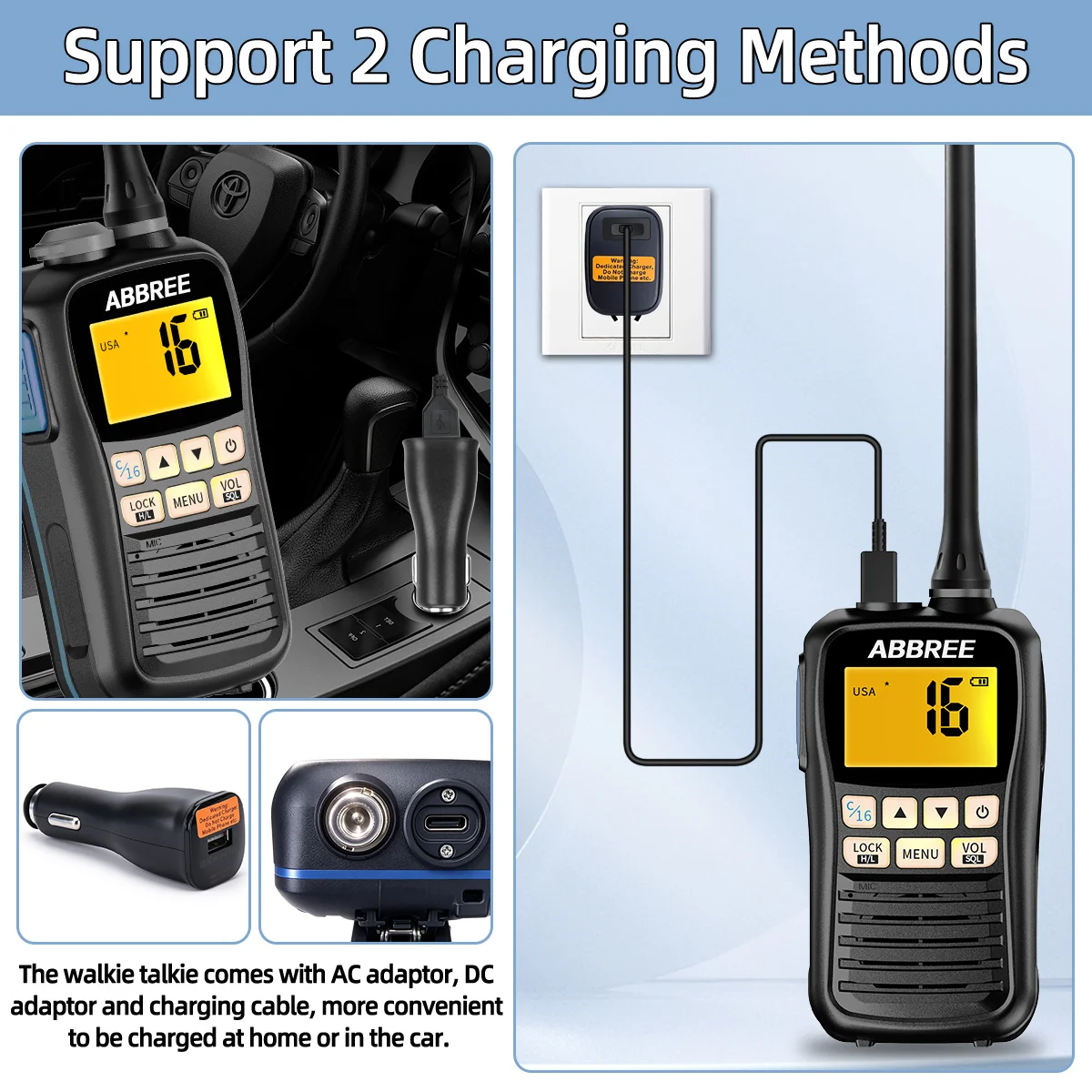 ABBREE AR-25M VHF Marine Transceiver IP67 Waterproof Floating Walkie Talkie NOAA Weather Alert Two Way Radio for Boat Kayak