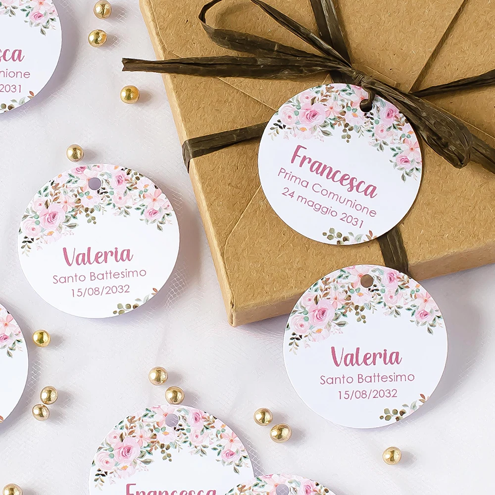 Custom Wedding Tags Labels Round With Hole Candy Favors Tags Personalized Birthday Gift Box Tags Your Logo 100Pcs - view 6