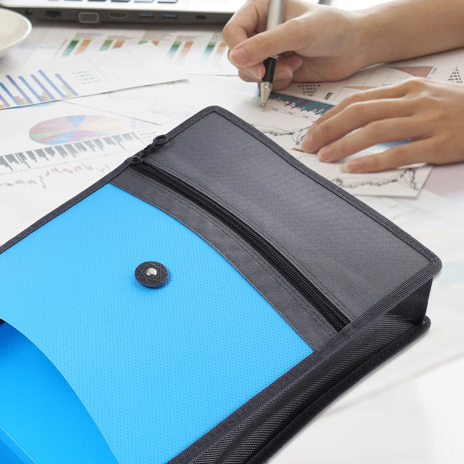 

Large Capacity Bag A4 Waterproof Blue File ganizer Portable Pouch for Canvas Envelope Zippered Pouch Office Use