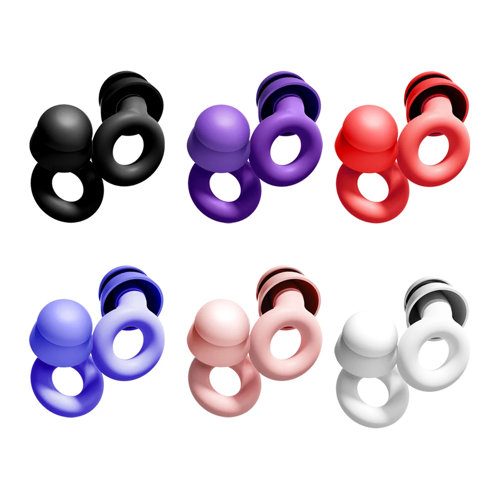 Compact Portable Double-Layer Silicone Earplugs Waterproof Anti-Noise Ear Plugs for Short Excursions Concerts And Night-Time Use