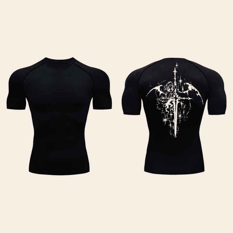 

Spider Print Men's Short-sleeved Compression Shirt Summer Sports Quick-drying T-shirt Gym Workout Running T-shirt Top Sportswear