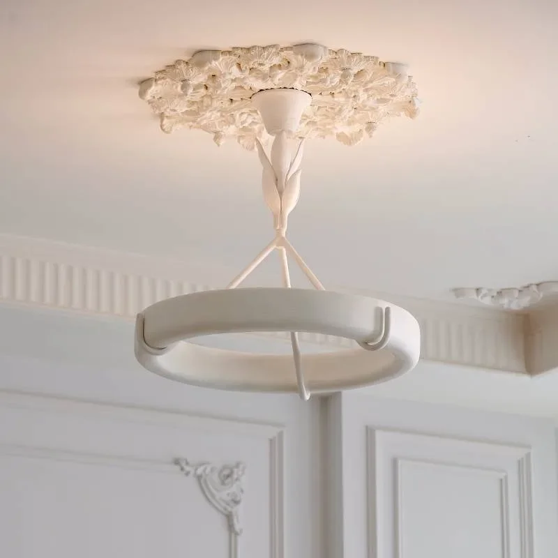 French plaster engraved living room chandelier bedroom dining room cream wind chandelier exhibition hall homestay lamps