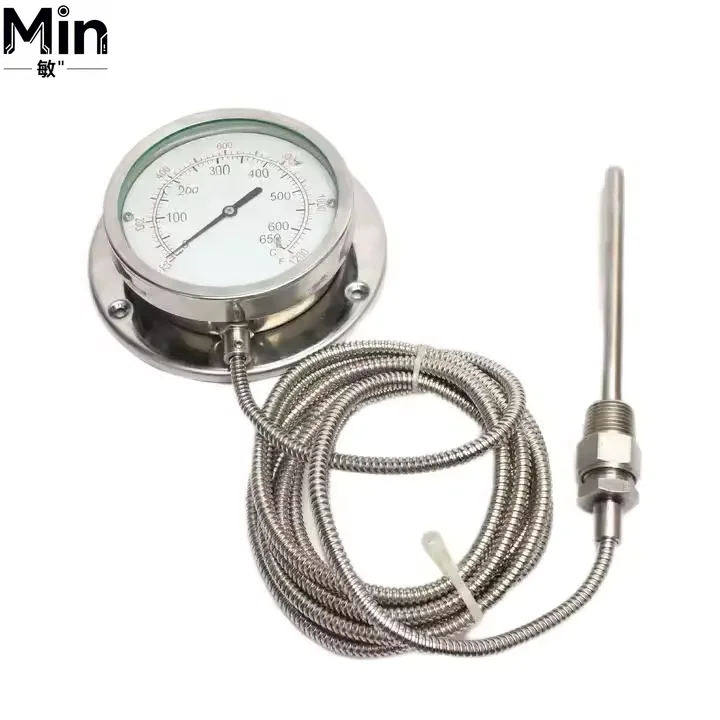 Stainless Steel 304 Pressure Thermometer Temperature Gauge for Boiler Printing Dyeing Water Oil Industrial Temperature