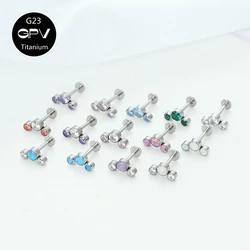 Wholesale G23 Titanium Body Piercing Pop Jewelry Inlaid With Exquisite Zircon And Opal Stud Earrings Navel Ring